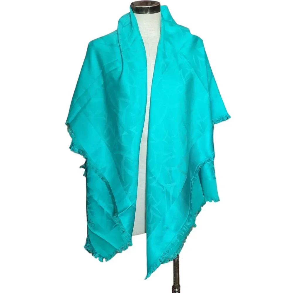 Vital Voices Turquoise Silk Wool Scarf